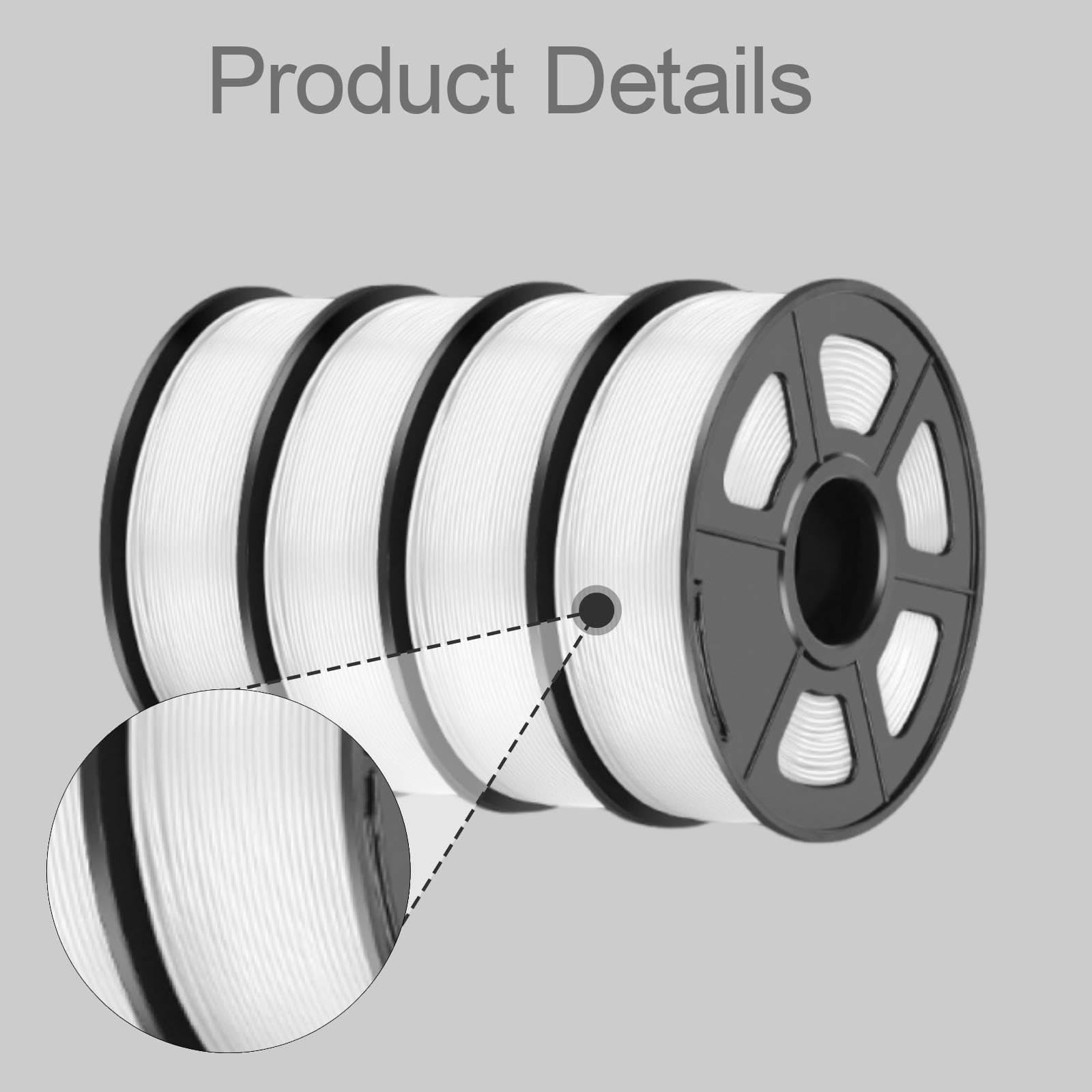 4 para Impresora 3D, Suministros impresión, Resistentes al Desgaste, Accesorios universales, Material Profesional para Impresora 3D, Blanco