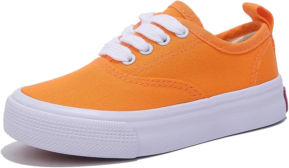 OPOEE White Boys and Girls Low Top Sports Shoes Lace up Canvas Children's Shoes Comfortable and Lightweight Skateboarding Shoes Toddler Shoes