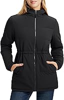 Baleaf Women's Long Quilted Puffer Jacket with Hood - Lightweight Warm Winter Coat for Hiking, Running & Snow