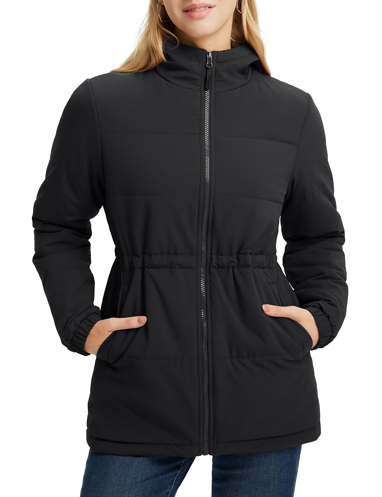 Women's Long Puffer Jacket Hooded for Hiking