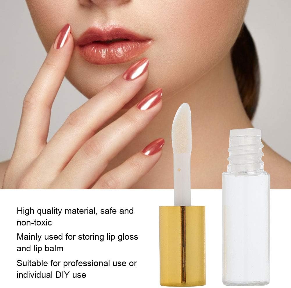 Case of 90 packs, Empty Plastic Clear Lip Gloss Tubes Lip Balm Bottle Container Gold Transparent 1.2ML Makeup Tool for Women (90 pcs, Gold)