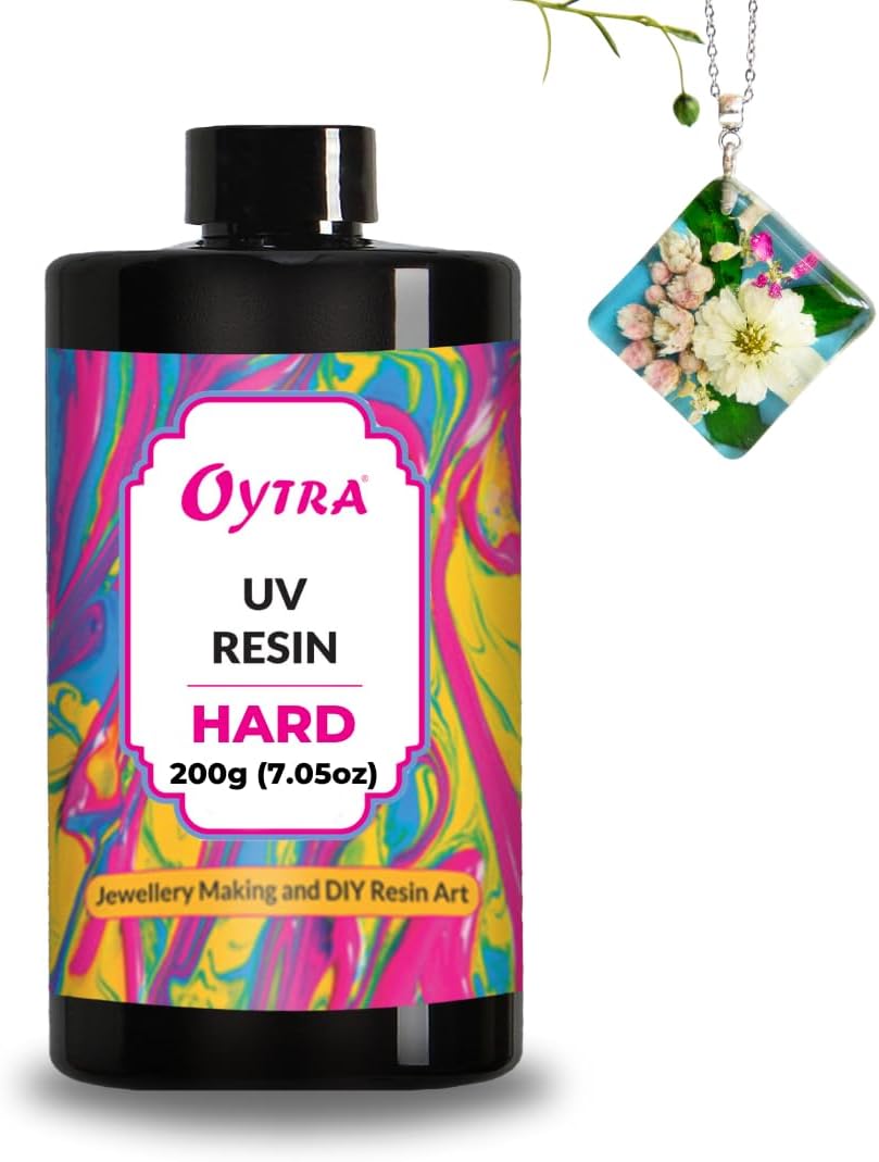- Oytra UV Resin Hard Clear Glossy Finish for Artists and Professionals Polymer Clay Gloss DIY Jewelry Craft Decoration Casting Coating (200 Grams)