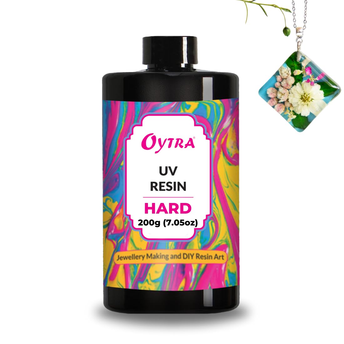 Oytra UV Resin Hard Clear Glossy Finish for Artists and Professionals Polymer Clay Gloss DIY Jewelry Craft Decoration Casting Coating (200 Grams)