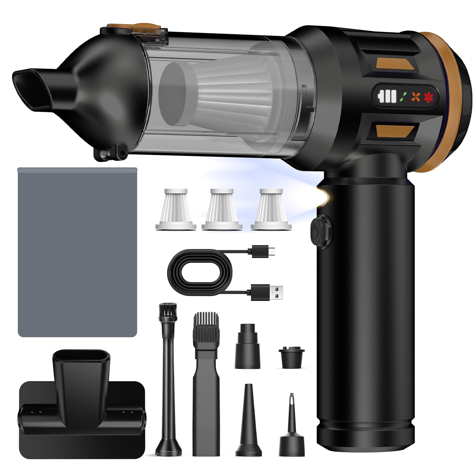 Aspirapolvere A Mano 4 In 1 Senza Fili – 25000 Pa Di Potenza, Motore Brushless, Batteria 6000 MAh – Per Auto, Divano, Peli E Molto Altro