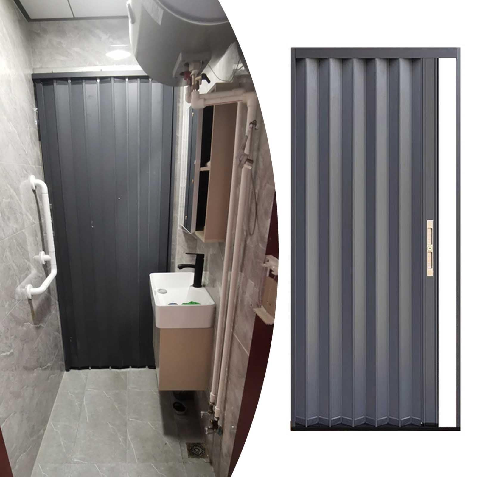 Concertina Door Accordion Style Folding Screen Door Indoor, Aluminum Alloy Foldable Sliding Gate, Customizable Retractable Door for Bathroom/Bedroom/Laundry Room(23x80in (58.5x203cm))