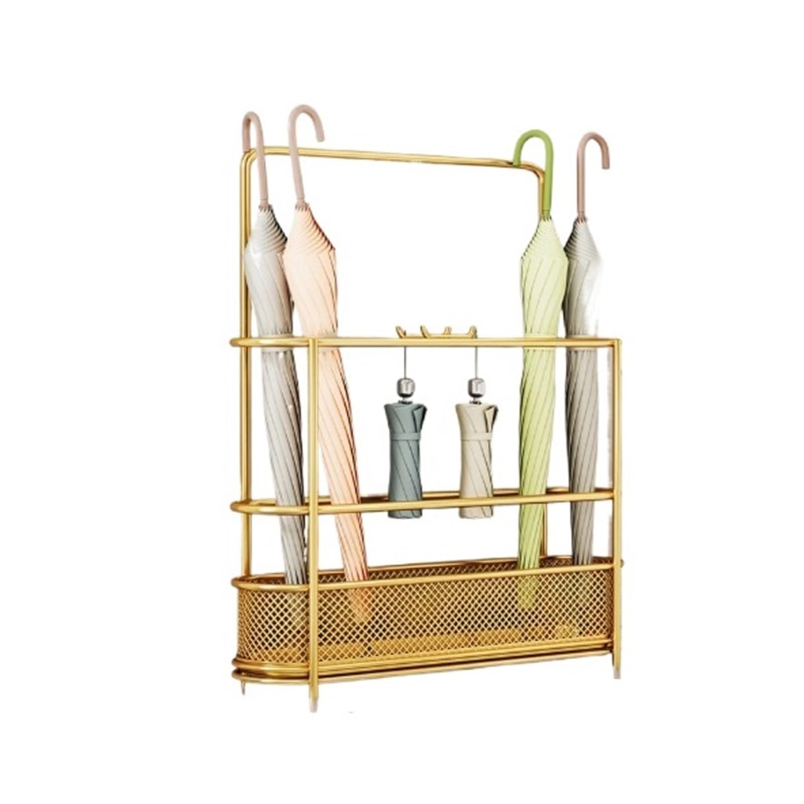 Lizhuzhuzs28 Gold Freestanding The Perfect Storage Solution For Home Umbrella Stands, Hotel Lobby, And Long-Handled Umbrellas Office(,Large)
