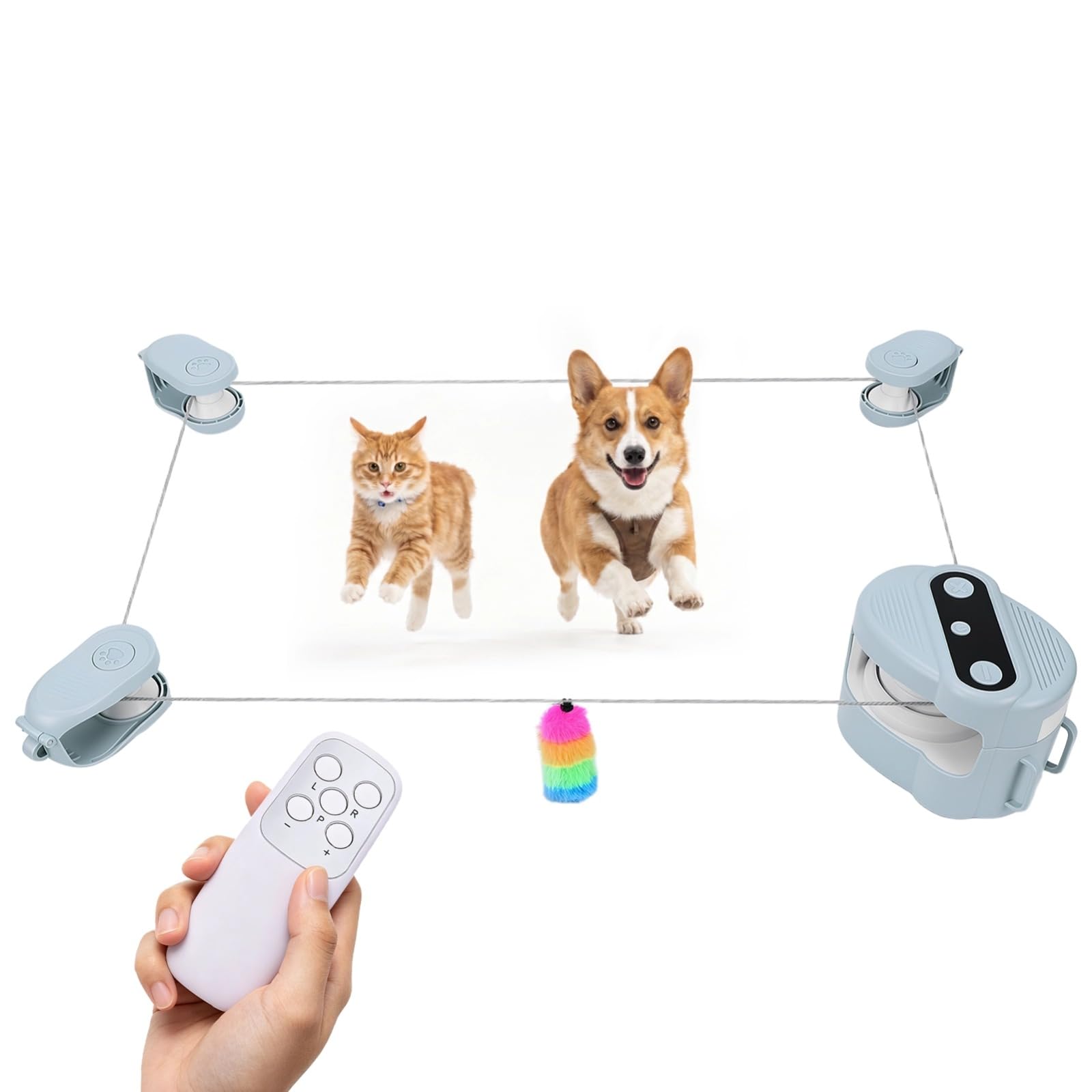 VINGVO Juguete interactivo para gatos, cinta de correr para gatos, juguete eléctrico con mando a distancia (azul claro)
