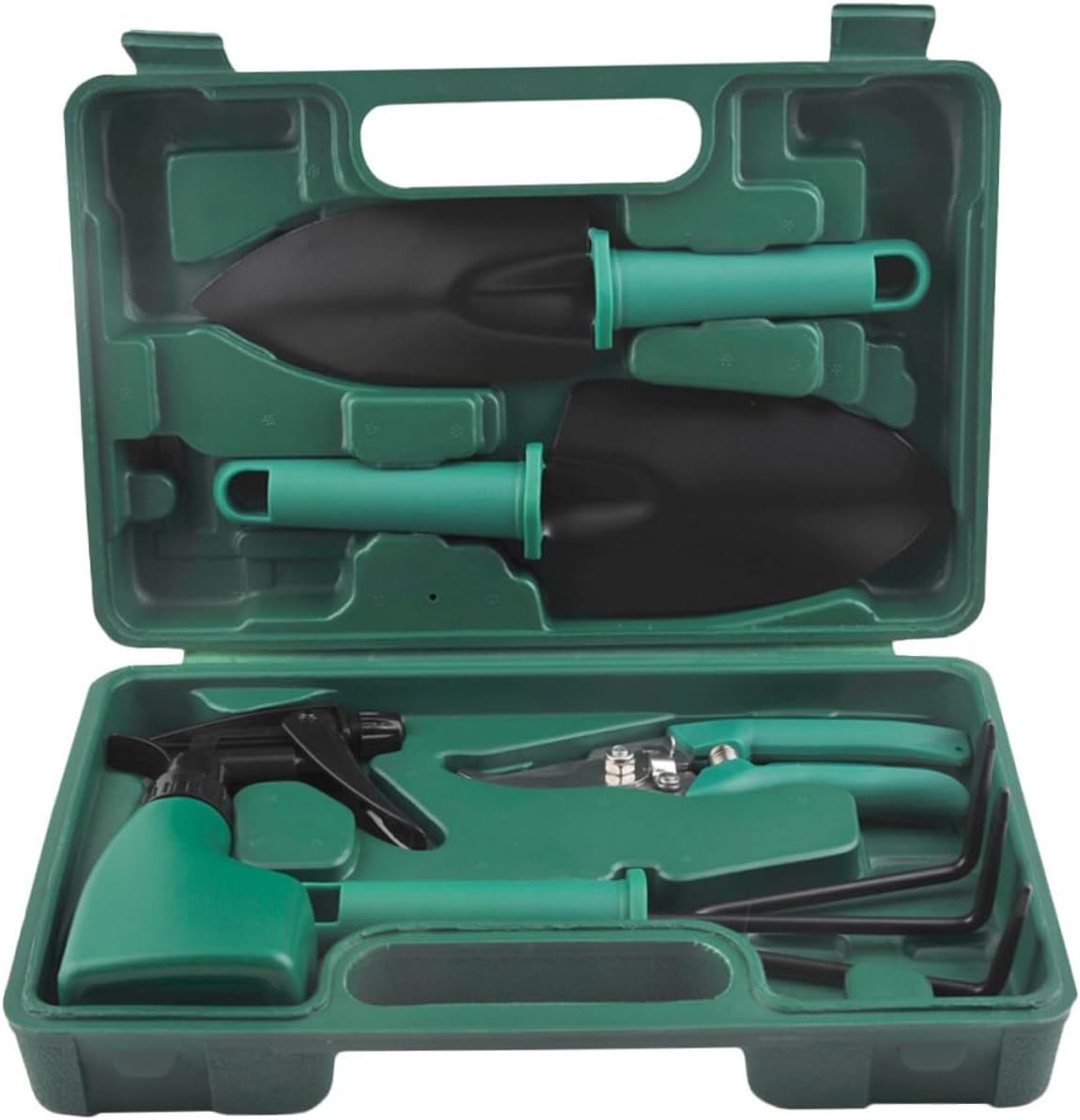 TOYANDONA Garden Tool Set with Carry Case 5pcs Heavy Duty Iron Shovel Rake Pruning Shears for Outdoor Planting and Gardening Maintenance