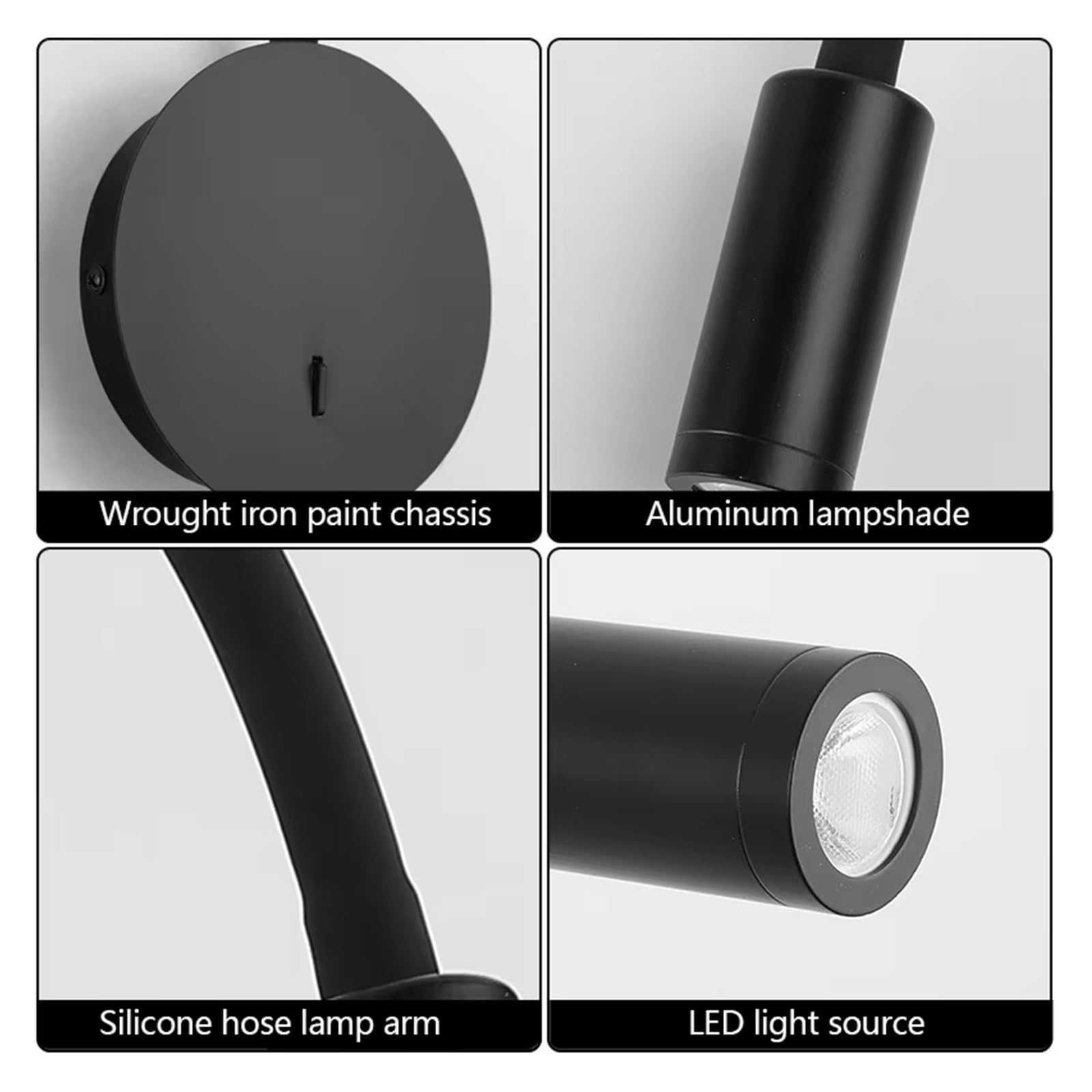 Moderne LED Wand Lampe Hotel Nacht Lesen Lampe mit Schalter Schwarz Weiß Wand Licht