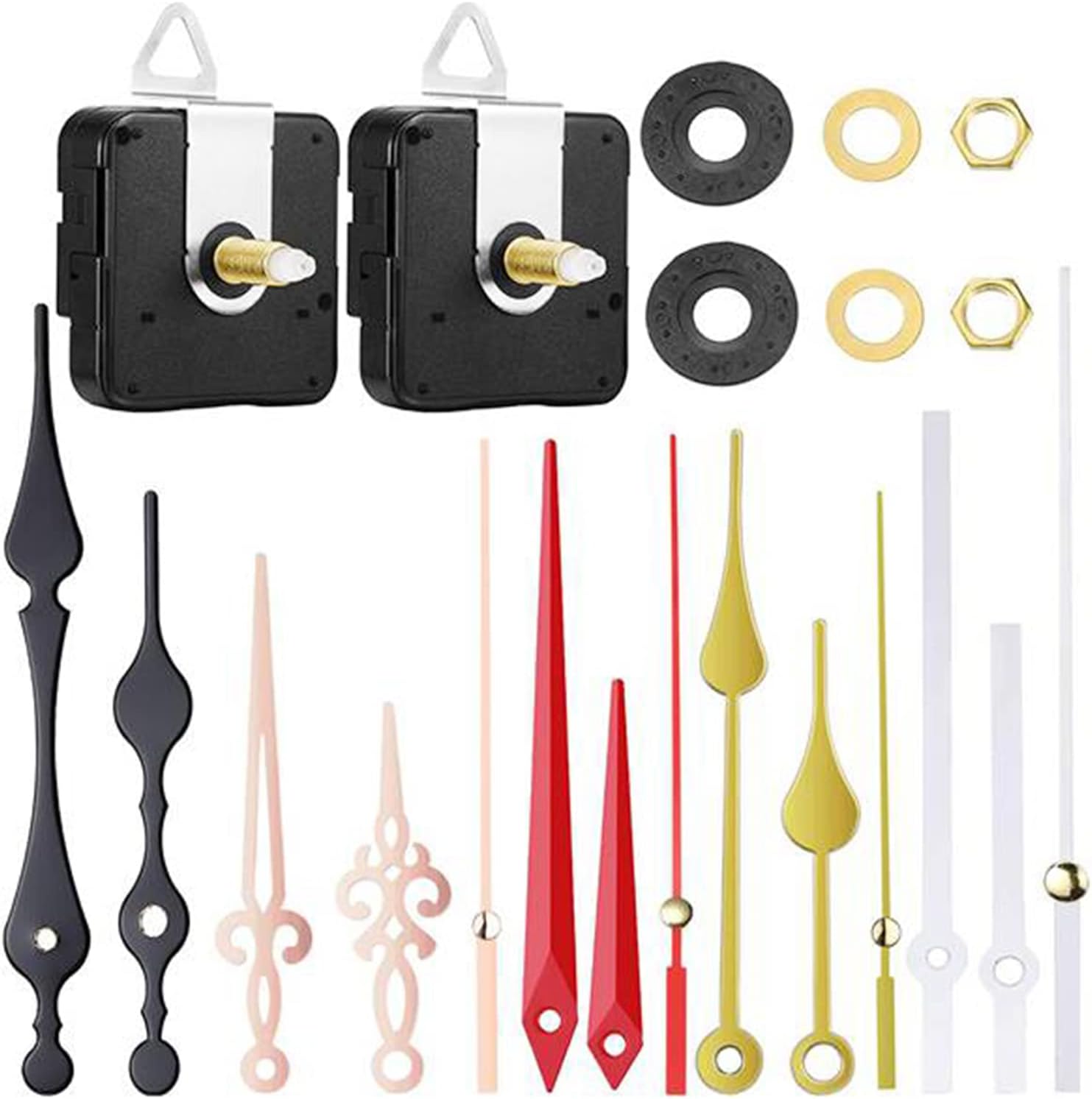 Mmjklkm 2 Pezzi Meccanismo Orologio da Parete DIY al Quarzo Non Ticchettio  da con 5 Diverse Lancette di Ricambio per Il Movimento Dell'orologio al  Quarzo per Le Parti di Riparazione DIY lencicol