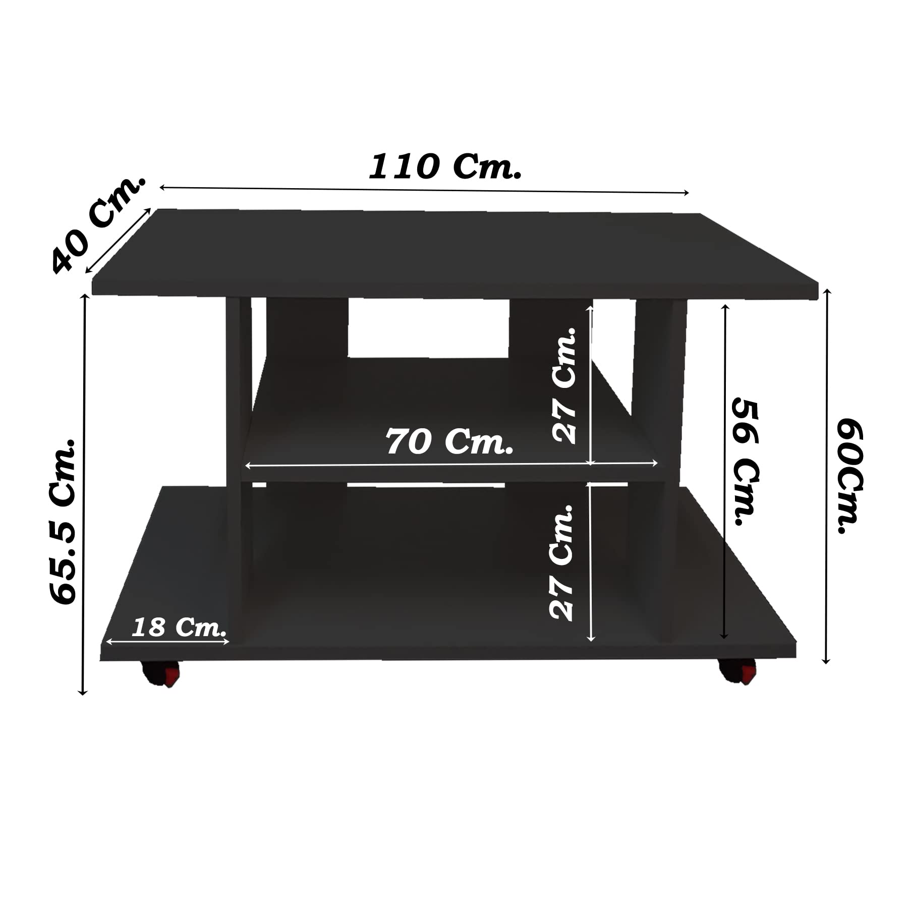 Henor Table on Wheels TV Unit FSC Wood 360° Rotazione - Dettaglio