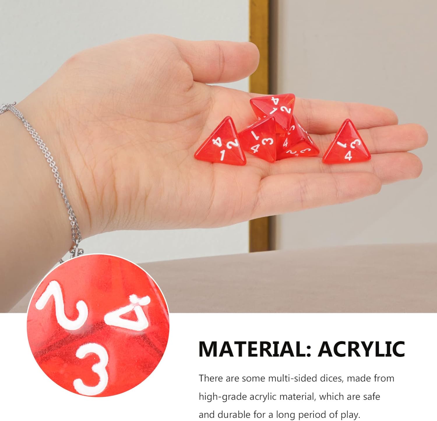 TOYANDONA Polyhedral Dice Bulk, 60Pcs 4 Sided Dice Polyhedral Dice Set Game Dice for RPG and Other Table Games (Red)