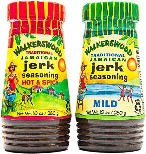Walkerswood Traditional Jamaican Jerk Seasoning, Hot & Spicy and Mild Combo Pack Jamaican Jerk Seasoning, 10 oz (Pack of2)