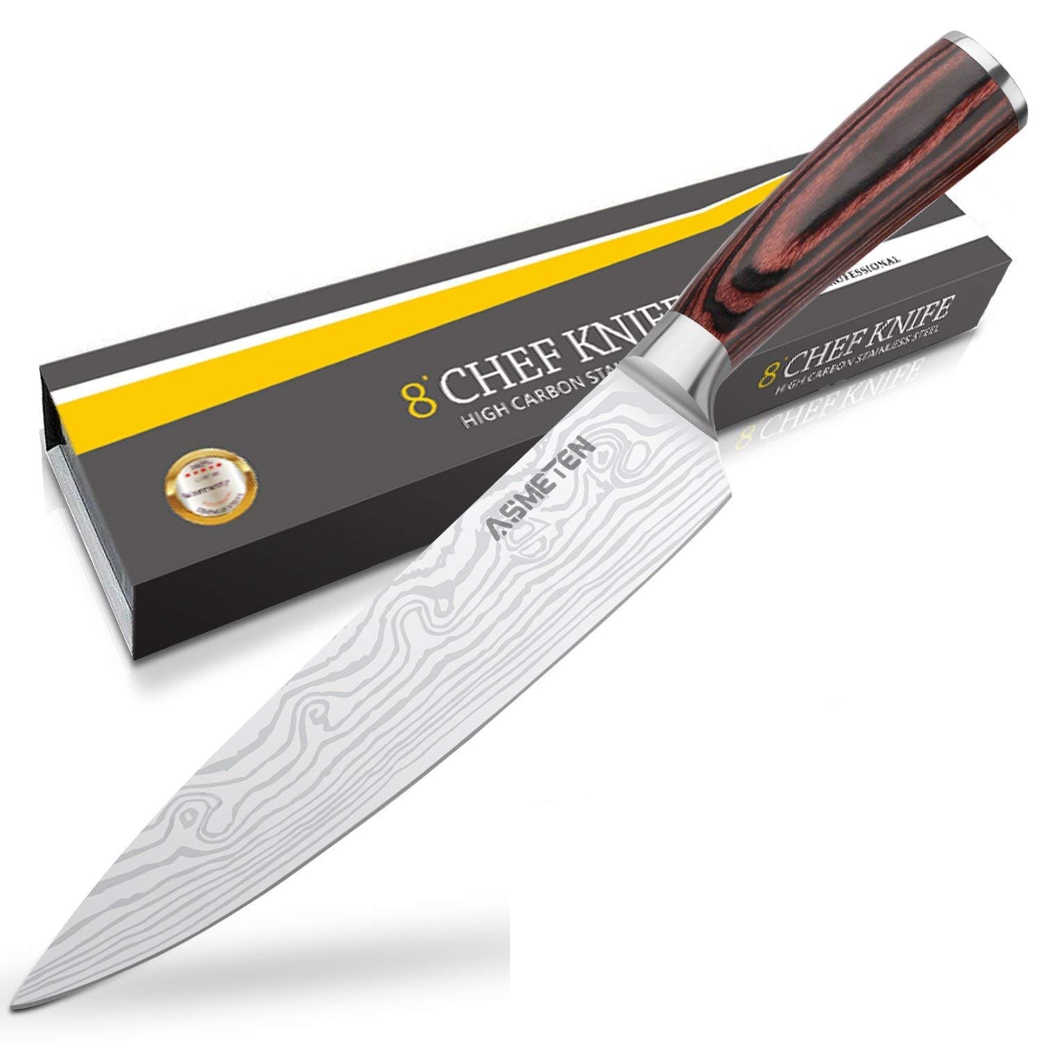 Amazon | Asmeten 包丁 200mm シェフナイフ 本格 両刃包丁 肉切 菜切