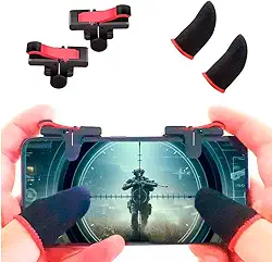 Kit Gatilho e Luva de Dedo Gamer para Celular, Gamepad L1 R1 em Jogos de Ação