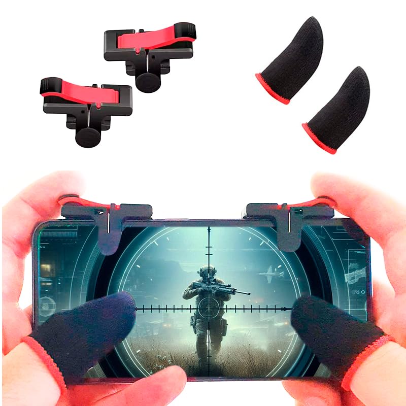 Kit Gatilho e Luva de Dedo Gamer para Celular, Gamepad L1 R1 em J...