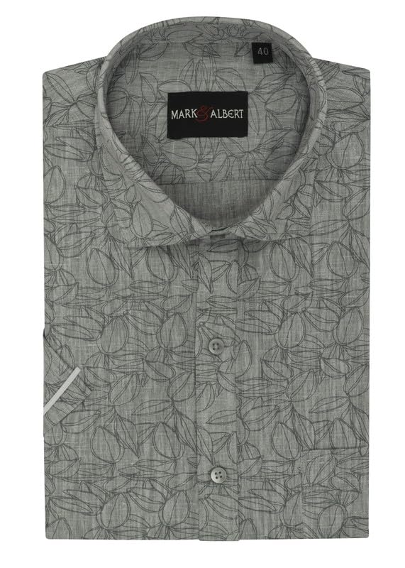 Image of MARK & ALBERT Men's Half Sleeve Linen Slim Fit Shirt