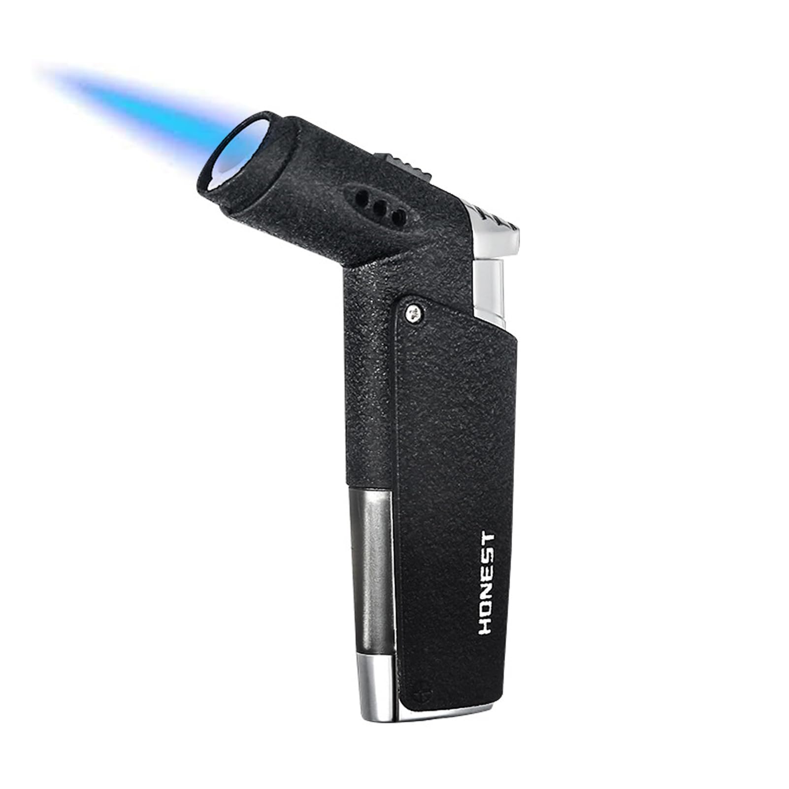 Jet Flame Cigar Lighter Butane Refillable Blow Torch Soft Flame Windproof for Outdoor Cigarette Gift Excluding Butane Black