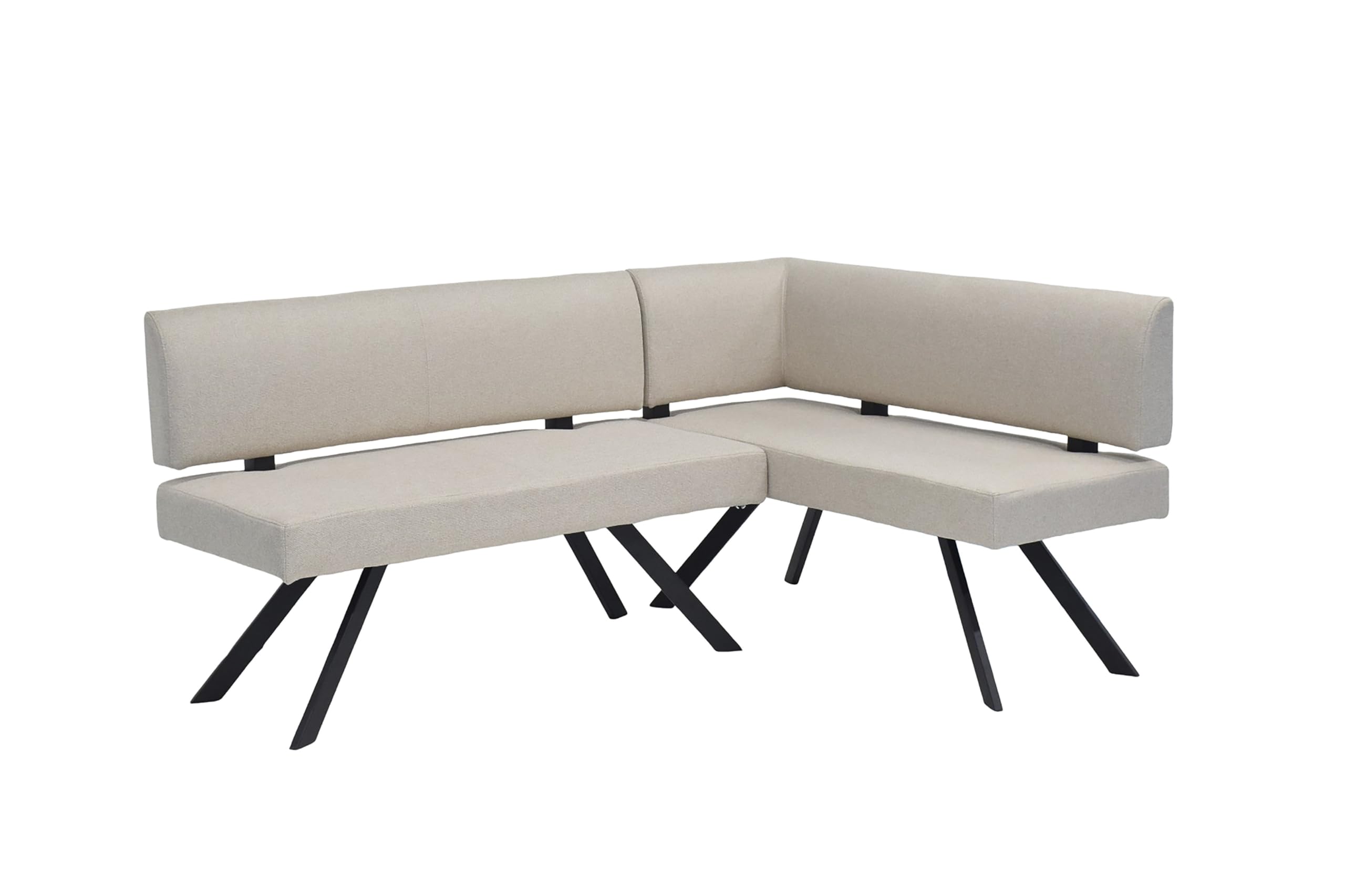 byLIVING Eckbank Toronto, Taschenfederkern, Bezug in Taupe, Gestell schwarz