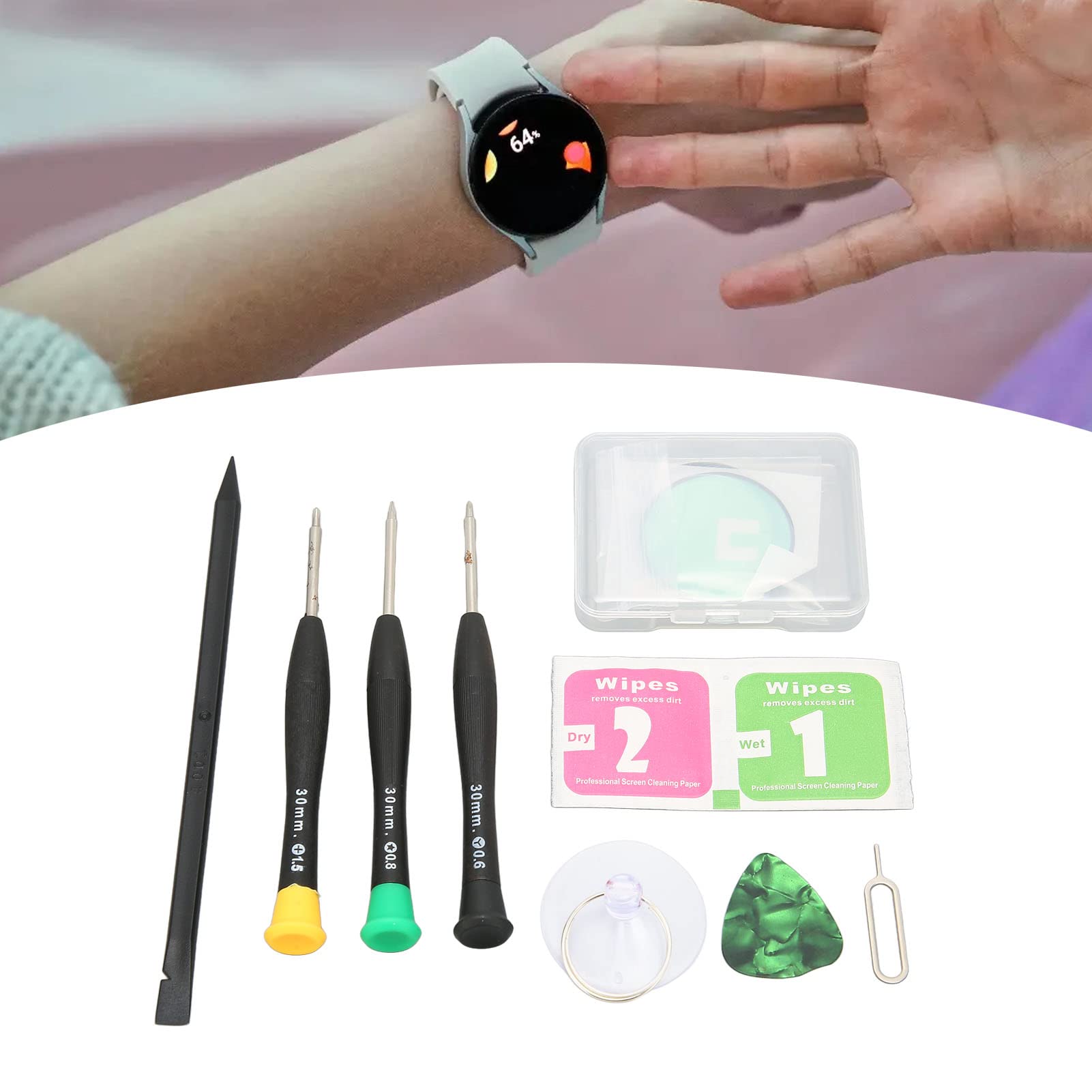 Kit di Riparazione a Lente in Vetro LCD Anteriore per Orologio, Vetro di Ricambio Professionale per Schermo 'Orologio per Galaxу 40mm R860 R865