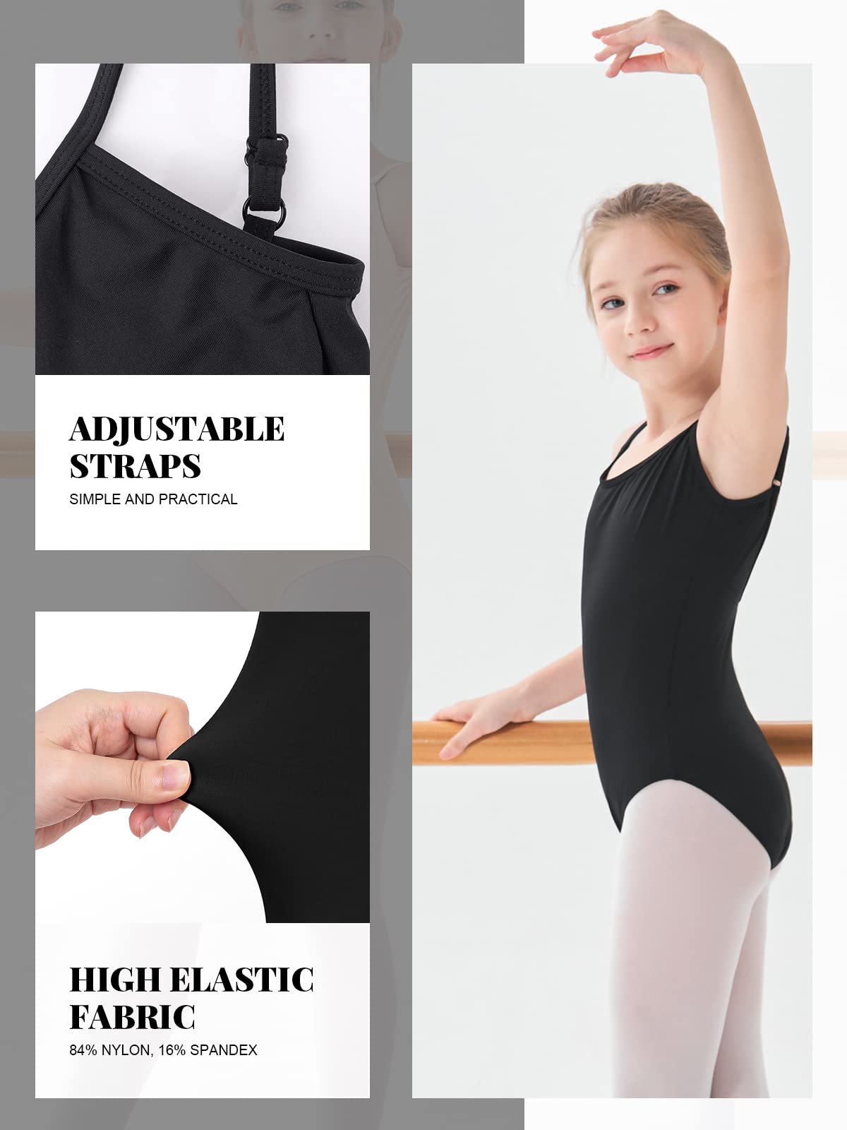 Body Danza Bambina Donne Balletto Body Leotards Ragazze Ginnastica Leotards con Spalline Regolabili