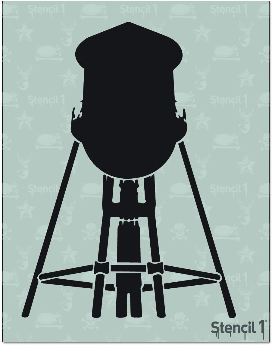 Watertower Stencil 8.5" x 11" - Urban Stencil Graffiti Decorating Items and Decor on Walls Fabric & Furniture Art Craft