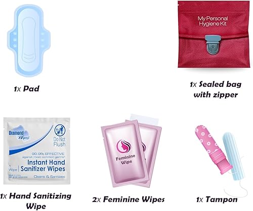Miniatura 3 de Kit menstrual surtido todo en uno de 60 unidades  Comodidad sobre la marcha  Paquete de kit de período para viajes, adolescentes y adolescentes o