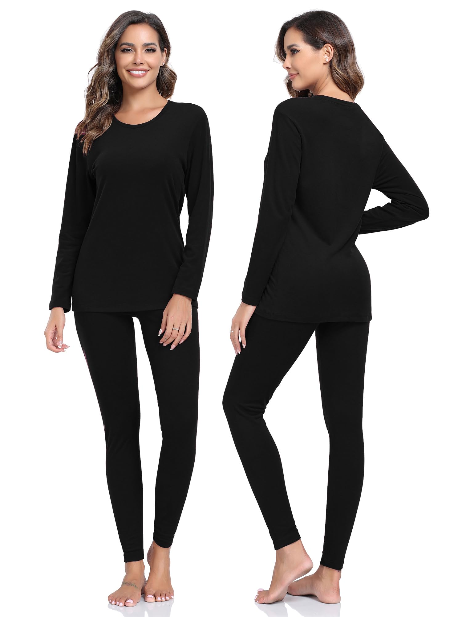 COLORFULLEAFWomen's Cotton Thermal Underwear Union Suits Long Onesie  Pajamas Base Layer, Butt Flap PJ's Loungewear