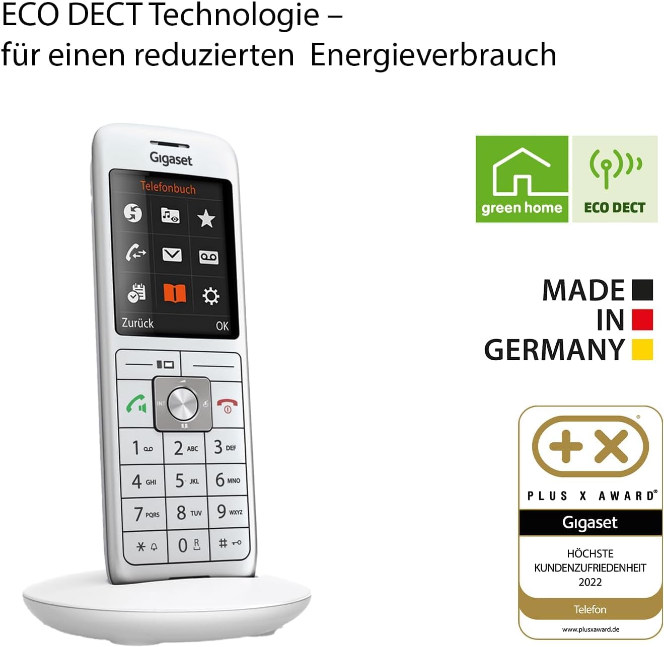Gigaset CL660HX DECT-Mobilteil mit Ladeschale Fritzbox-kompatibel Schnurloses Telefon silber-weiß Deutsche Version