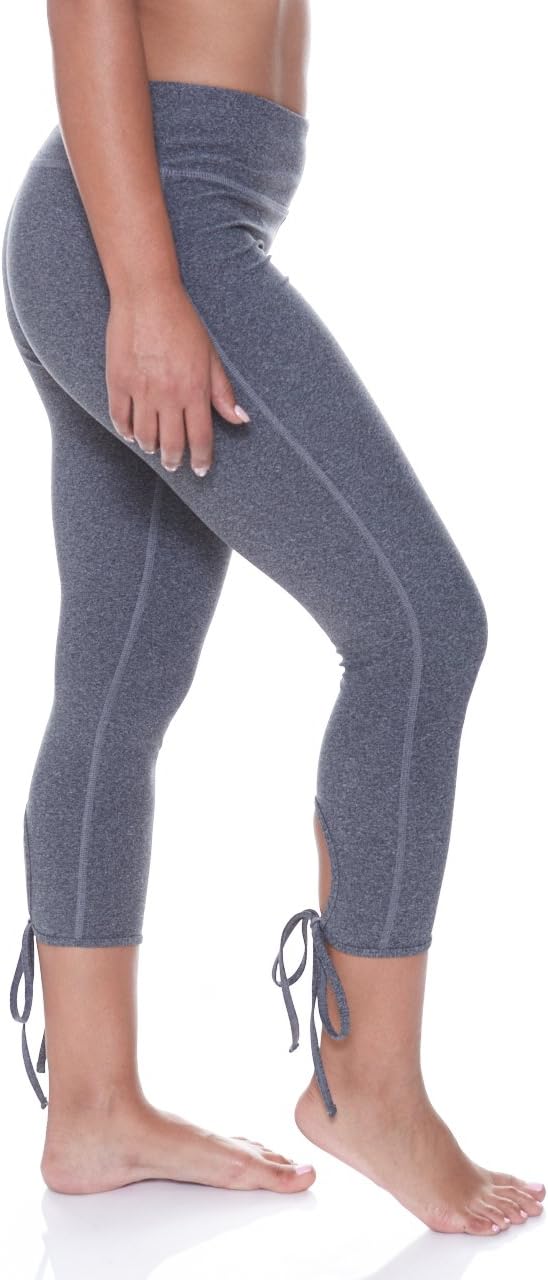 N.Y.L. New York Laundry N.Y.L. Women's Workout Exercise Tie Capri Hidden Pocket Yoga Leggings