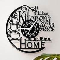 Vista 1 de 12'' Kitchen Vinyl Record Wall Clock, Kitchen Heart Home Theme Wall Clock Coffee Bar Wall Watch Clock Coffee Wall Decor Battery Operated Silent