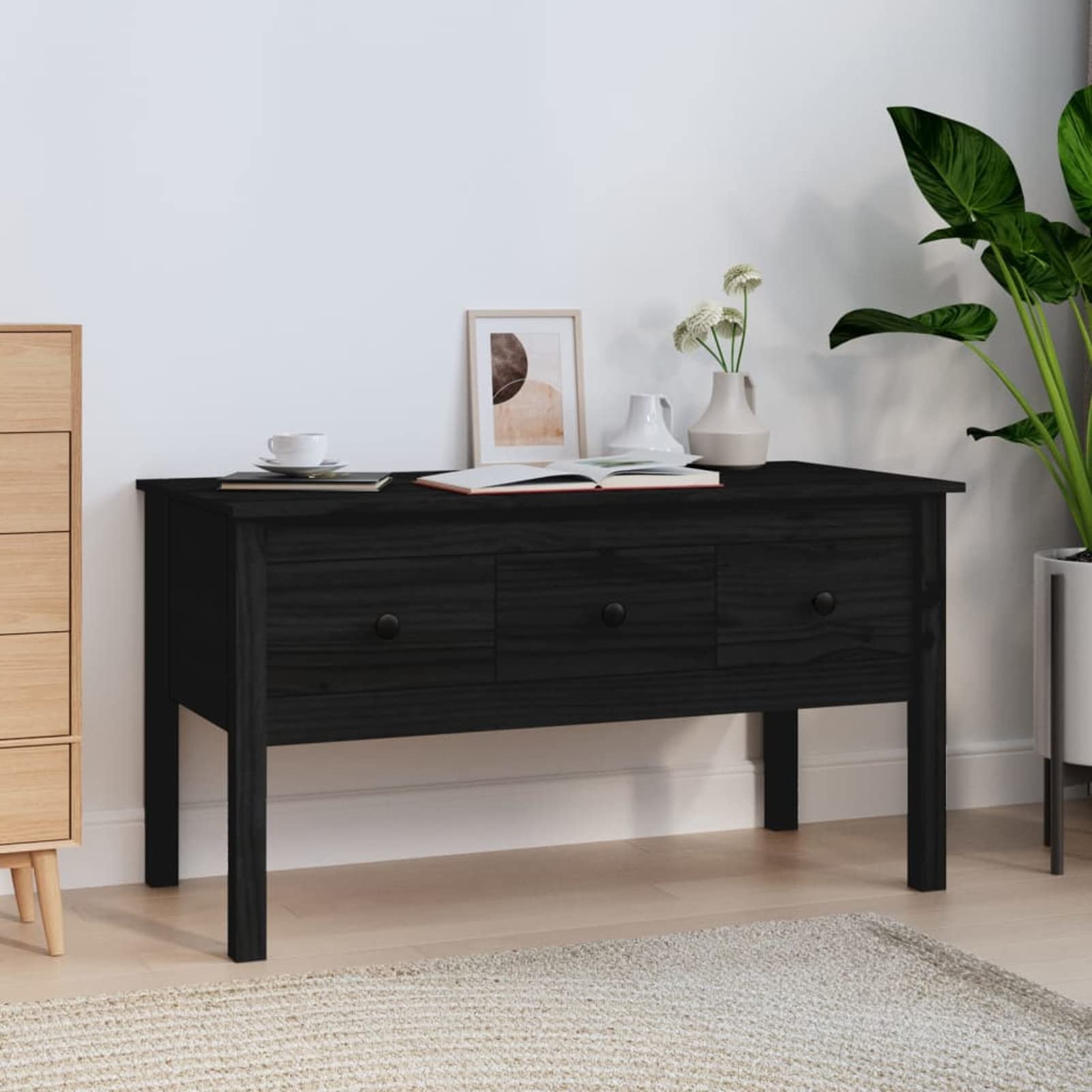 Table de salon noire Homgoday en bois massif pour votre jardin