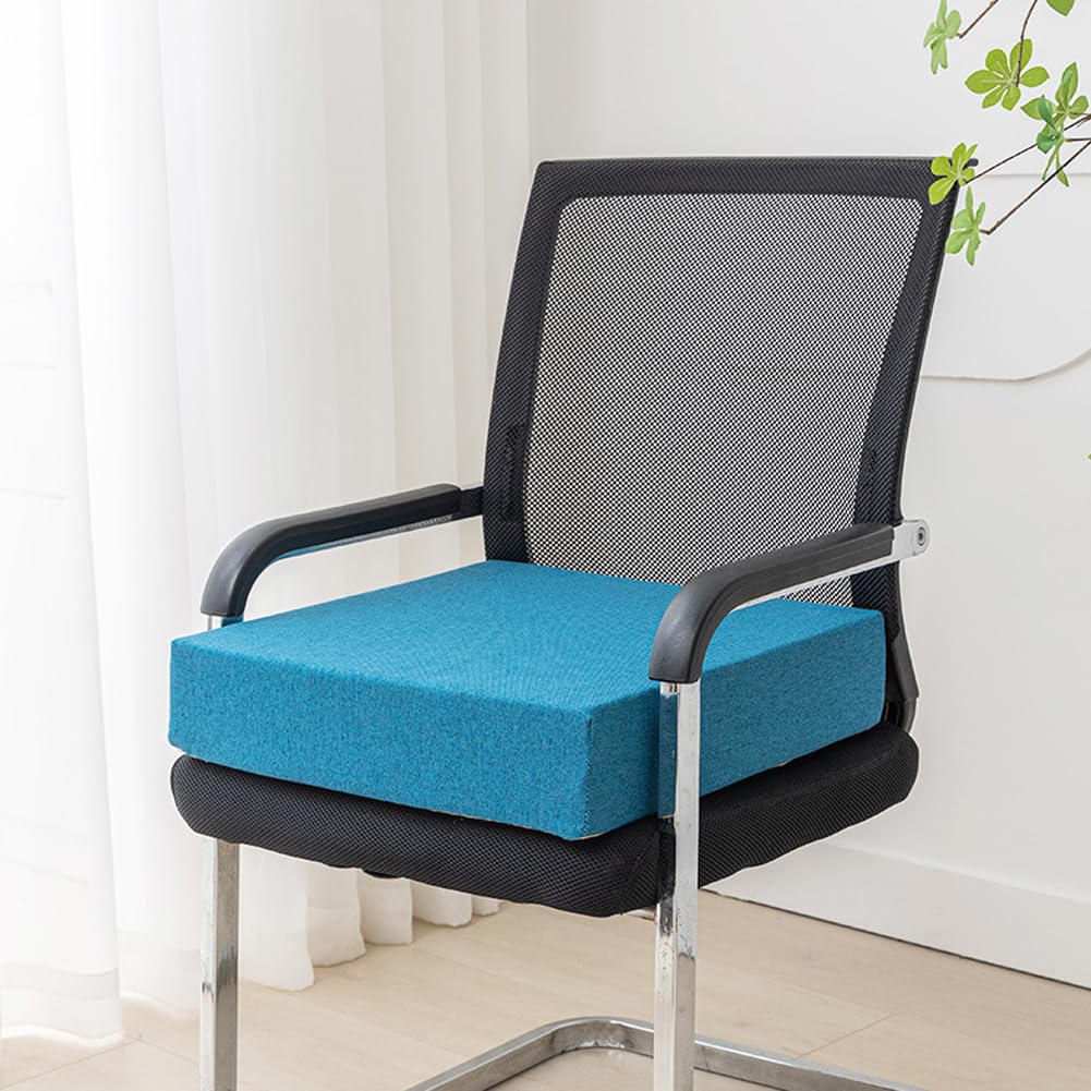 YOUGANG Extra Thick Chair Seat Cushion Pad,Square 40/45/50cm Booster Cushions,Large Armchair Booster Cushion Pads for Dining Indoor Garden,Washable (Lake blue,50x50x10cm)
