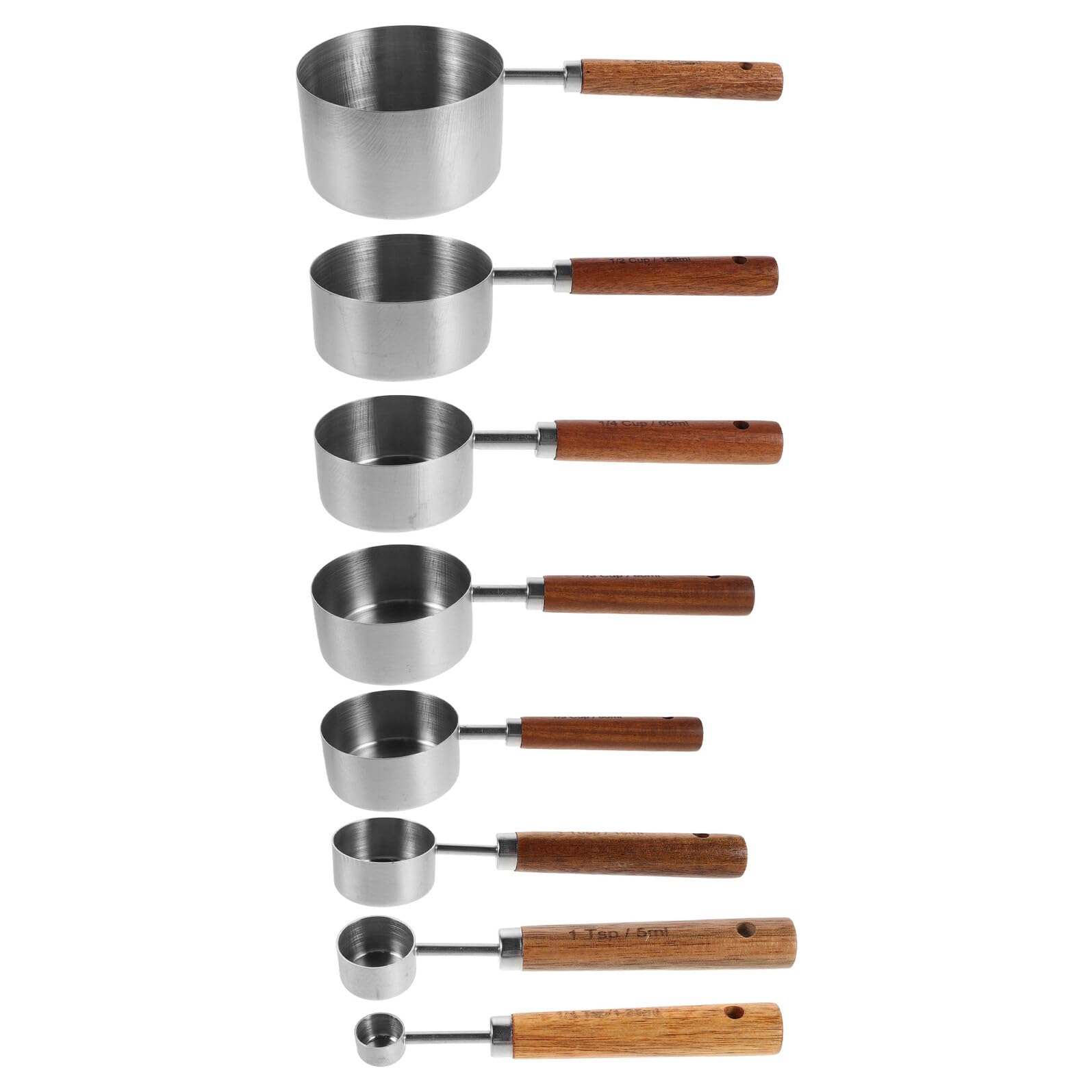 Artibetter Cuillères et Tasses à Mesurer Poignée en Bois Antidérapante Ensemble de 8 en Acier Inoxydable pour Professionnels Cuisine et Pâtisserie