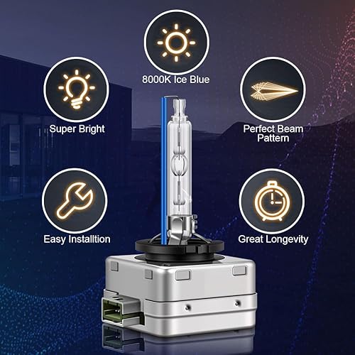 Vista 18 de Erato D1S Bombillas de xenón para faros delanteros, 6000K 35W blanco diamante alto y bajo, bombillas de repuesto para automóvil de 12 V, paquete de 2