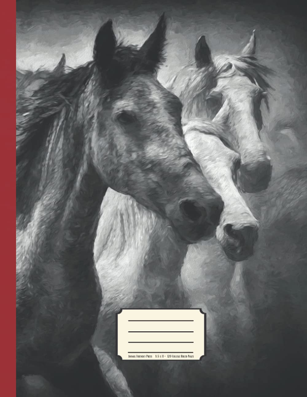 Horses Composition Book: Horses Themed Notebook | 8.5 x 11 Inches | 120 Pages | Black And White | Exercise Book For Kids, Students Or Teachers