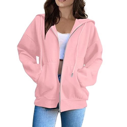 Fashion Hoodies Vintage Zipper Oversized Loose Fit Hoodies Women Long