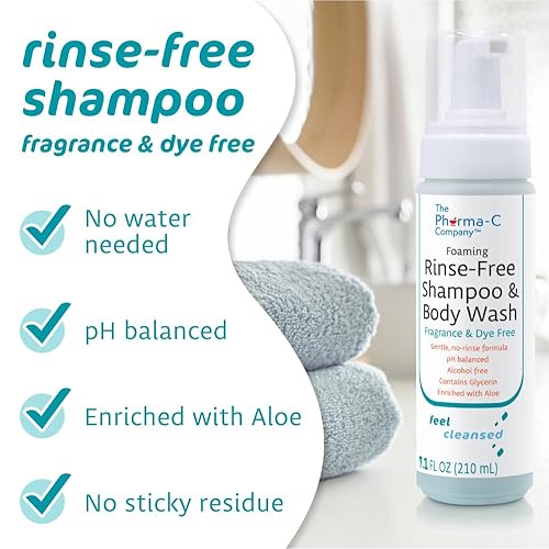 Miniatura 4 de The Pharma-C Company - Champú y gel de baño sin enjuague espumoso [paquete de 6] - Sin fragancia ni tinte - Fórmula suave sin enjuague probada en