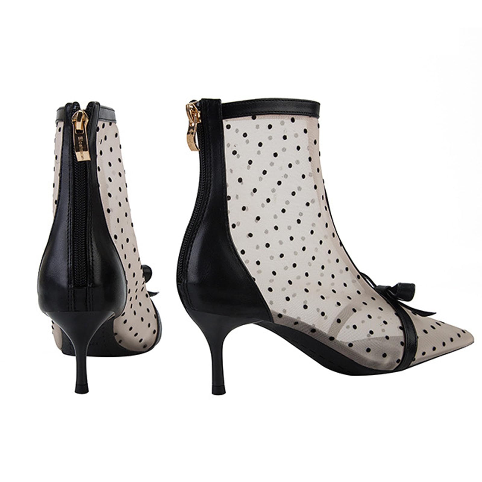 Zapatos de tacón sexy para mujer, con lazo puntiagudo, con tacón alto, con cremallera, 6 cm, para boda, oficina, fiestas, Nudo, 38 EU