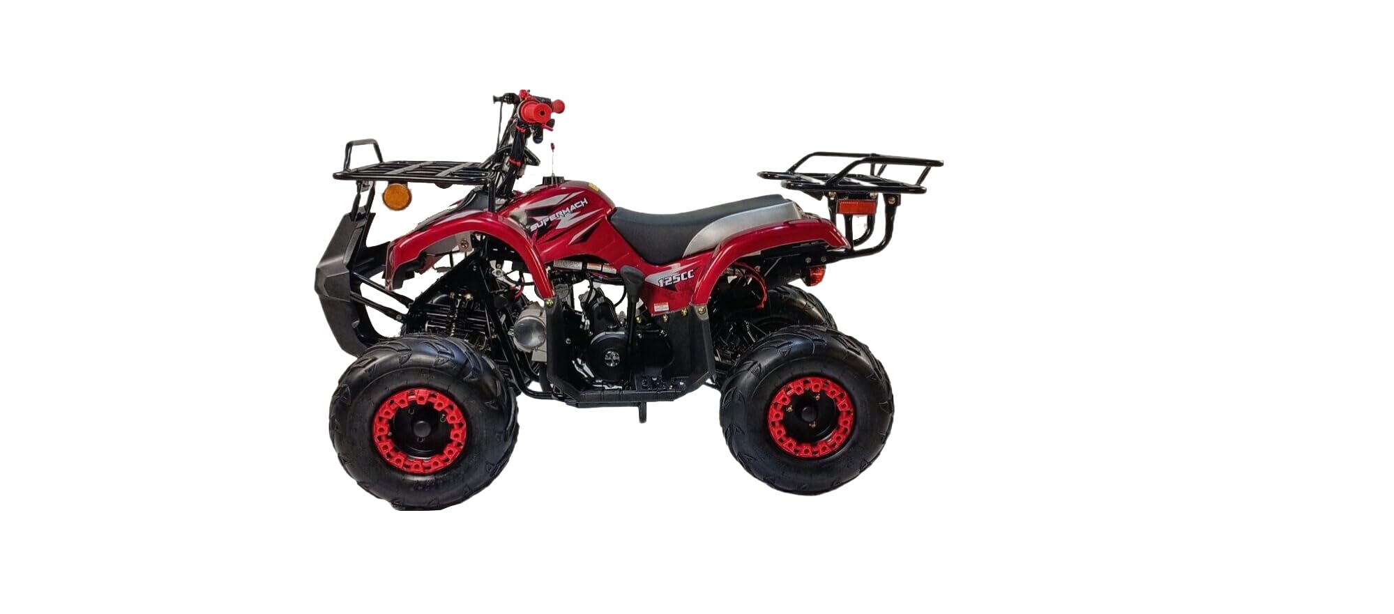 HHH 125cc ATV Quad 125cc ATV with Reverse, LED Lights, Big Wide Tires with Matching Rims 4 Wheeler for Youth and Children (Red Color)