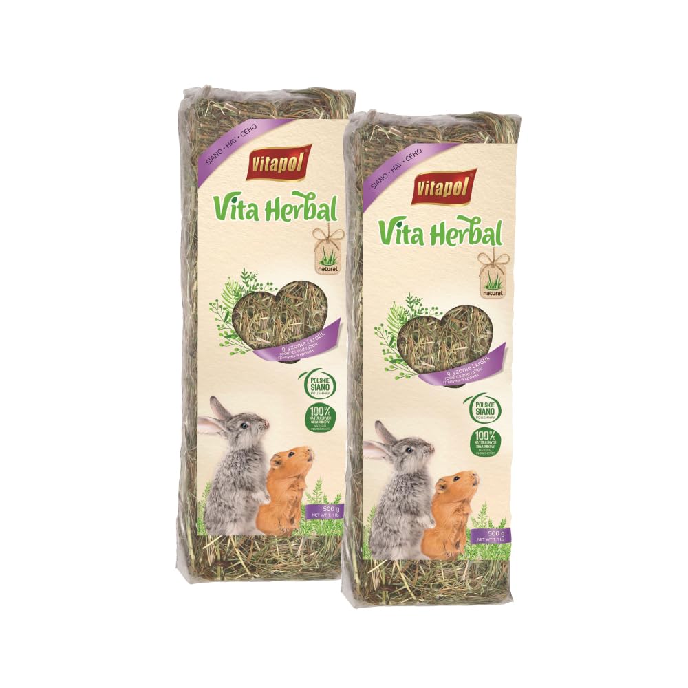 Vitapol Vita Herbal Hay for Rabbits & Rodents | Best Natural Polish Meadow Grass with Chamomile | High Fiber Digestive & Dental Care | (500 Gram, Pack of 2)-image-5