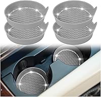 Vista 61 de zipelo Bling Car Cup Coaster, 2 Pack Universal Vehicle Anti-Slip Cup Holder Insert Coasters, Crystal Rhinestone Silicone Shockproof Drink Mat, Car