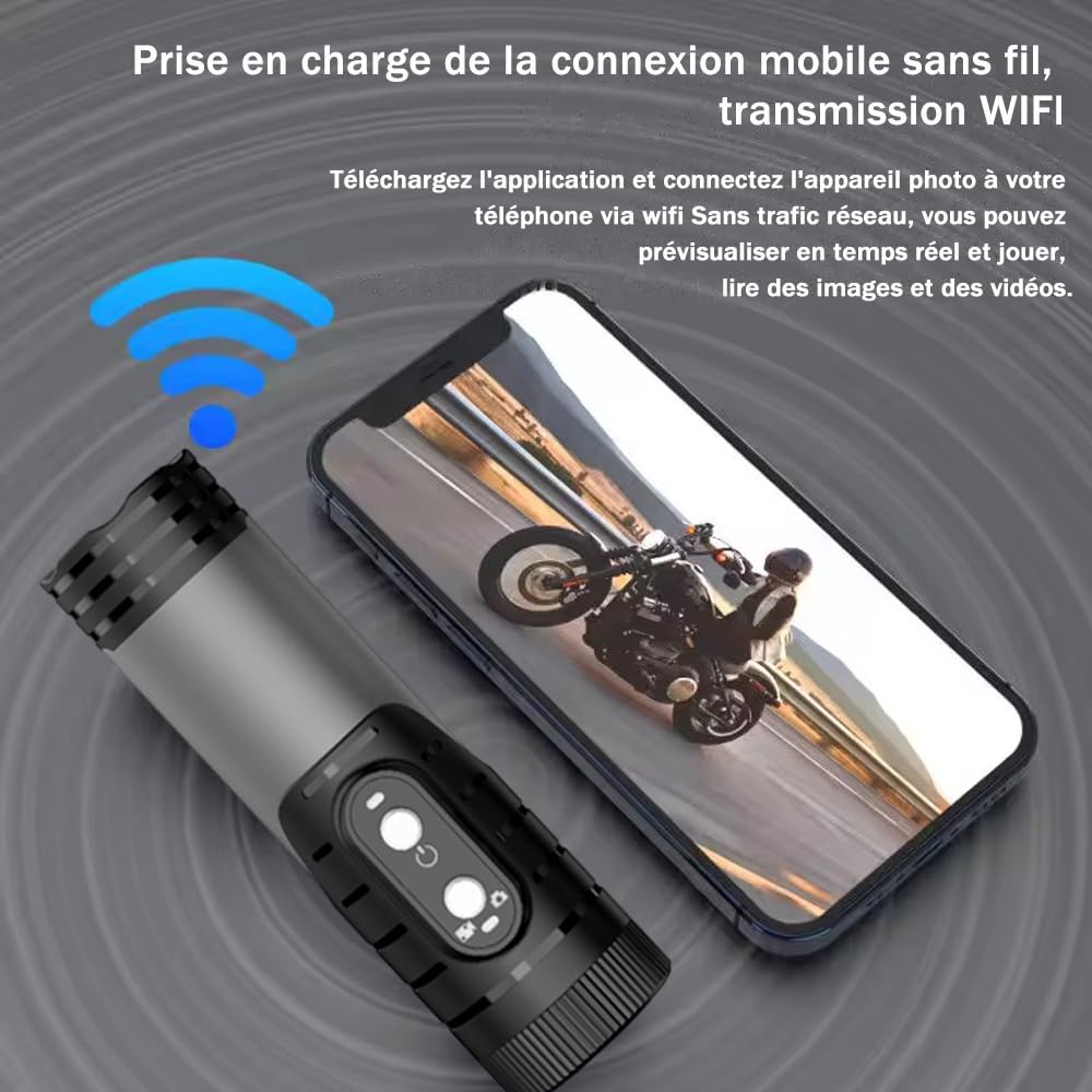 TKMARS Caméra Sport WiFi pour Moto et Vélo, Mini Caméra de Casque 1080P Full HD Étanche avec Micro Objectif Grand Angle 120° Enregistrement en Boucle Caméra Applicable à Smartphones et Cartes SD Noir