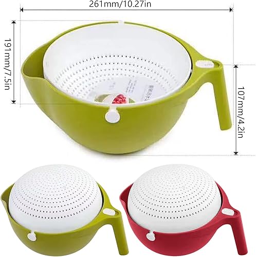 Miniatura 3 de Colador giratorio de Navidad con cuenco de lavado para frutas y verduras, 2 unidades, cesta de cocina, cuenco de lavado de arroz, fregadero de