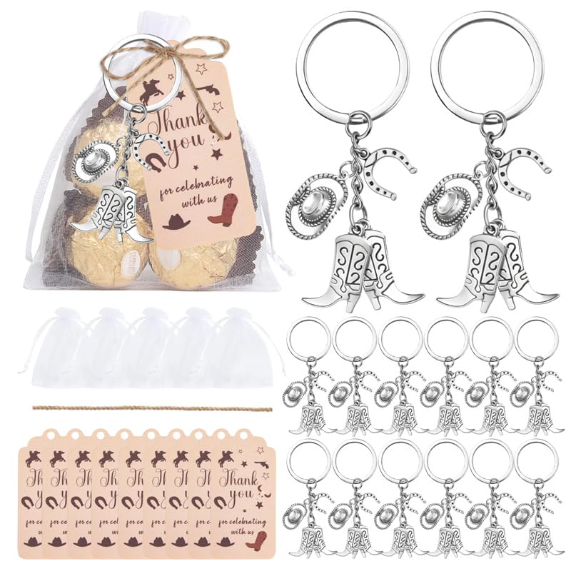 Porte-clés fer à cheval pour cadeau d'invité mariage thème western et décoration de table bohème