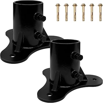 Chain Link Fence Post 2.5" Base Flange Floor Flange Heavy Solid Pole Pipe Flange for Holding Fence Mailbox Pergola Railing Deck Flag Round Post OD 2-3/8 with Screws Pack of 2