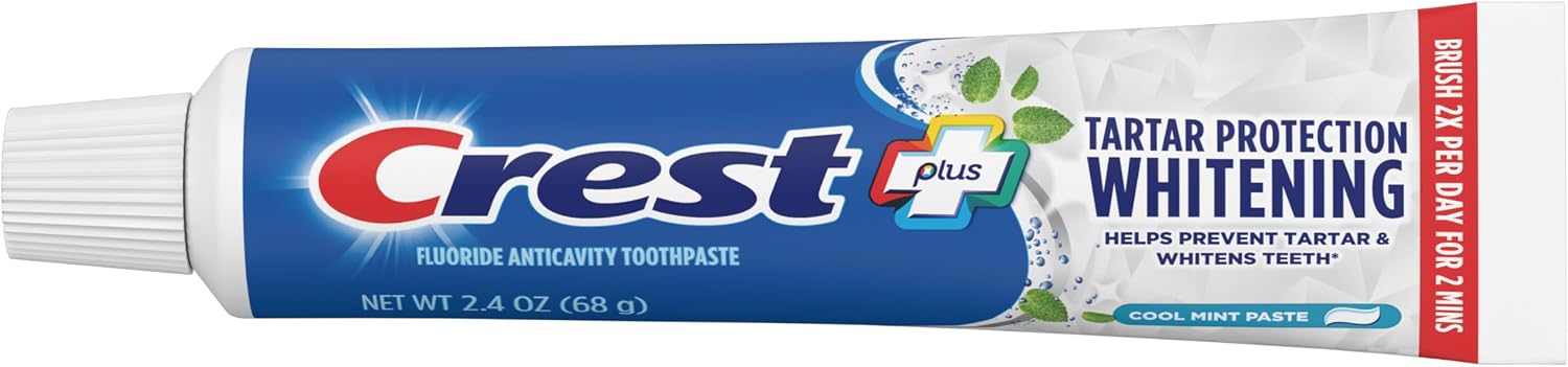 Crest Tartar Protection & Anticavity Toothpaste with Fluoride, Regular Paste, 2.4oz (Pack of 3)