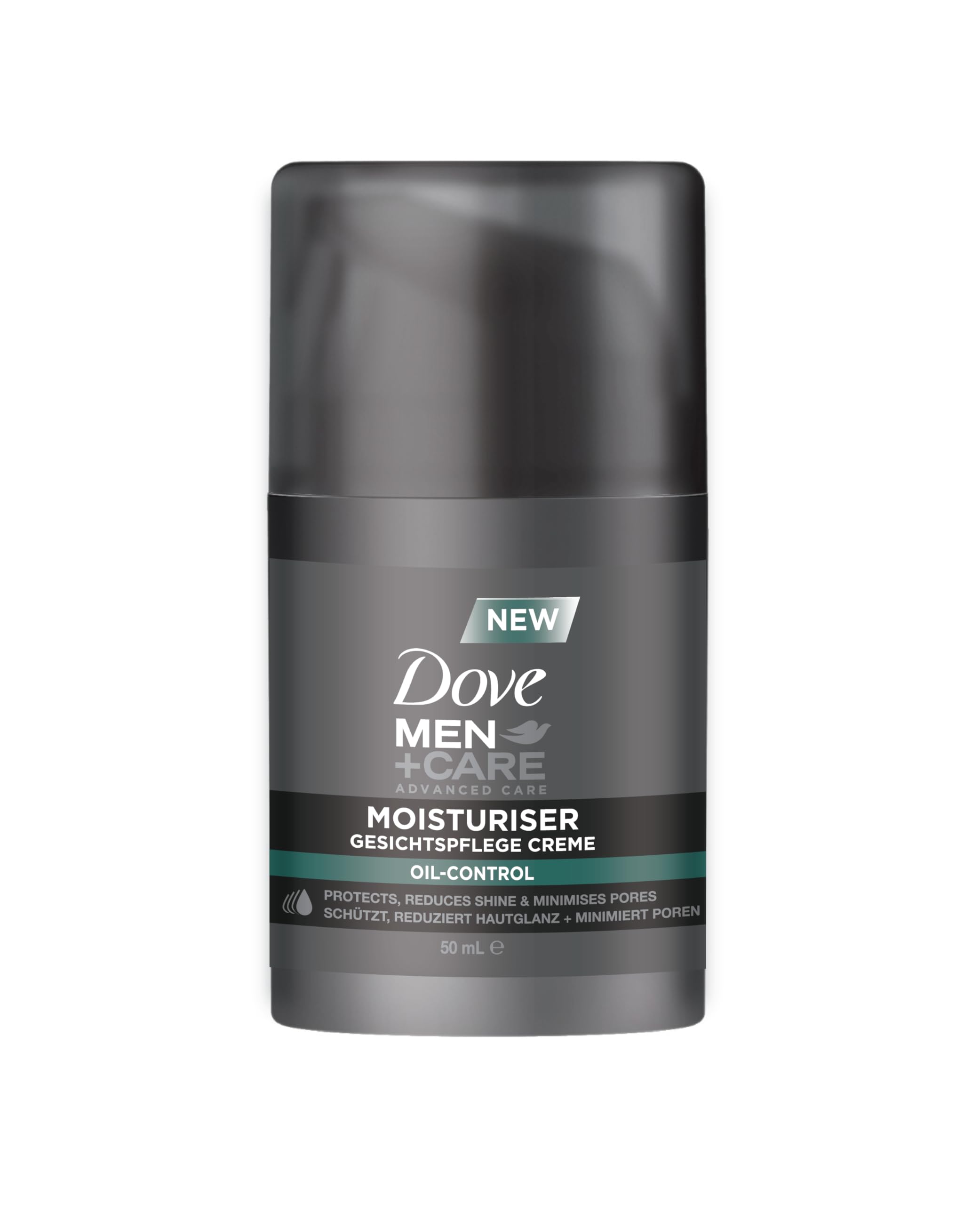 DOVE MEN + CARE Moisturiser Oil Control - Face Care Cream - Protects, Reduces Skin Shine & Minimises Pores Without Greasing, 1 x 50 ml