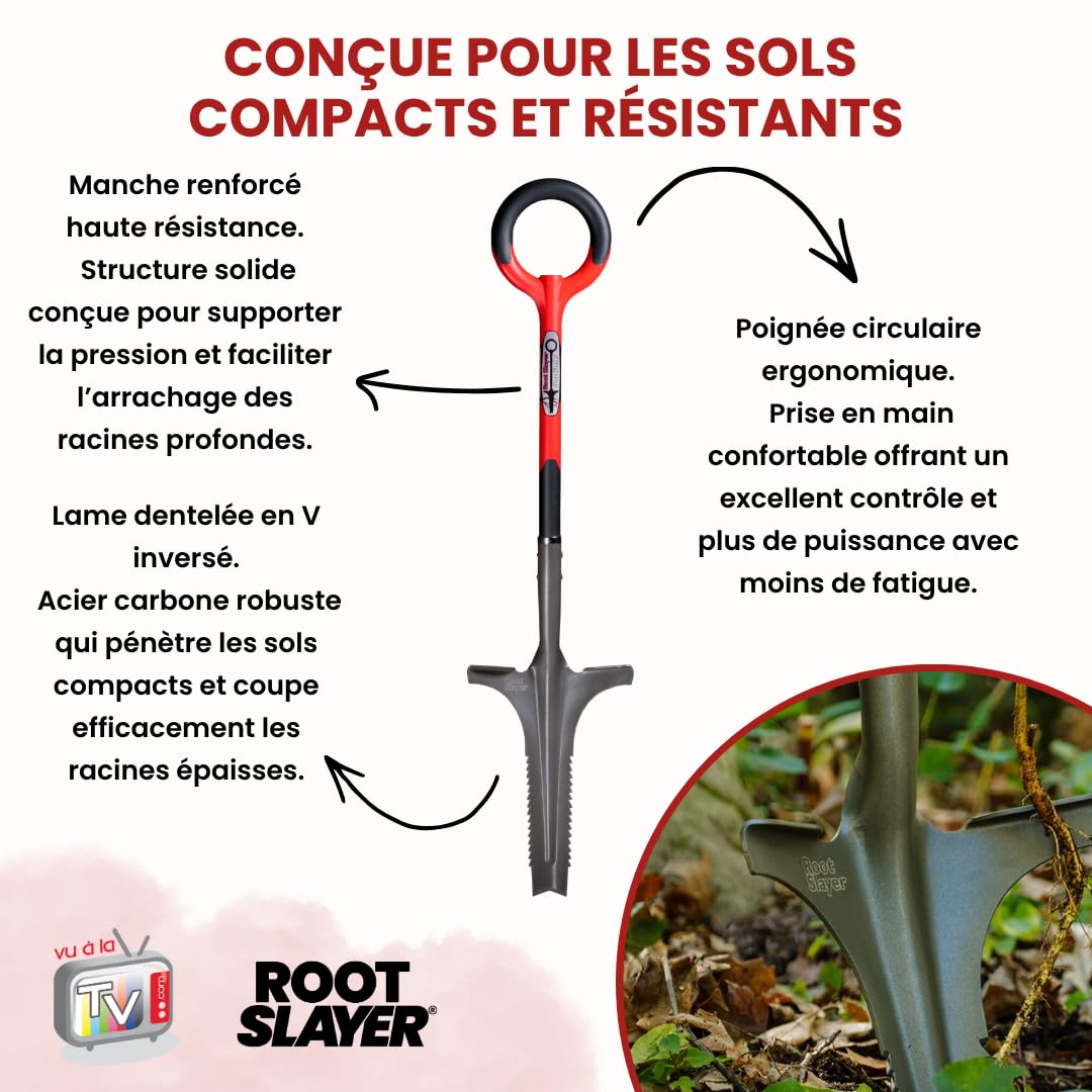 Venteo - Hoja dentada V invertida acero carbono reforzado de alta resistencia | Extracción de raíces profundas sin esfuerzo | Herramienta Jardinería Suelo Duro Césped Jardín
