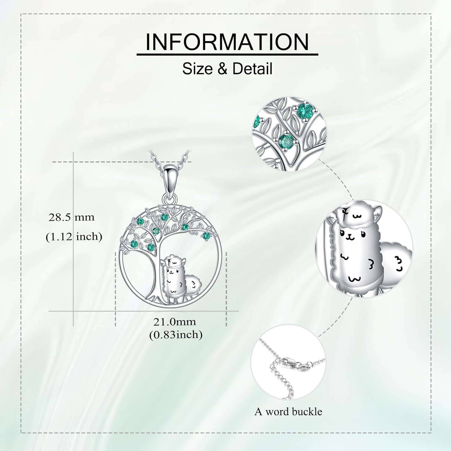 Alpaca Necklace S925 Sterling Silver Tree of Life Llama Pendant Necklaces Animal Jewelry Gifts for Women Alpaca Lovers - Image 3